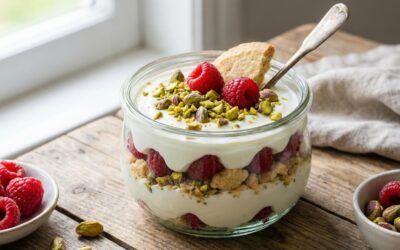 Pistachio & Raspberry Shortbread Breakfast Pots