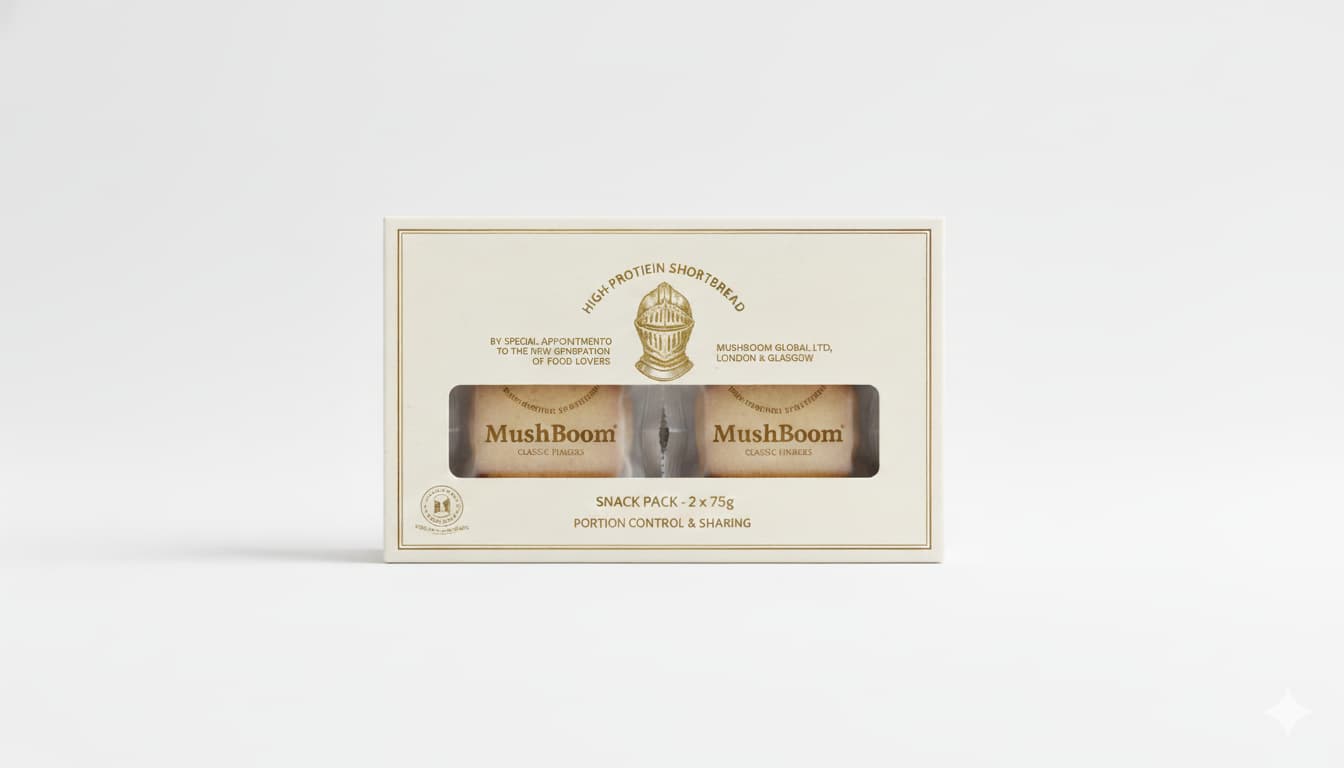 MushBoom Snack Pack: Plant-Based Shortbread Twin-Pack (2 x 75g)
